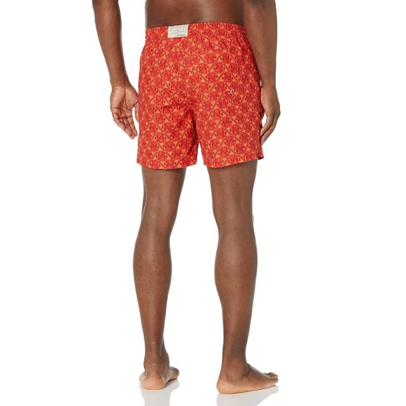 GUESS Men's Standard Swimtrunk Medium Geo Palm AOP, Orange Maya Print - Picture 2 of 2